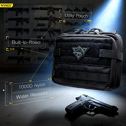 WYNEX Tactical Large Admin Molle Pouch Double Layer Design Black