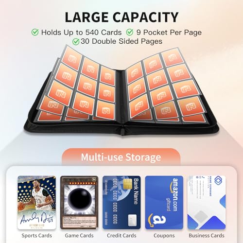 9-Pocket Card Binder for Trading Cards - Black, Waterproof, Premium Quality