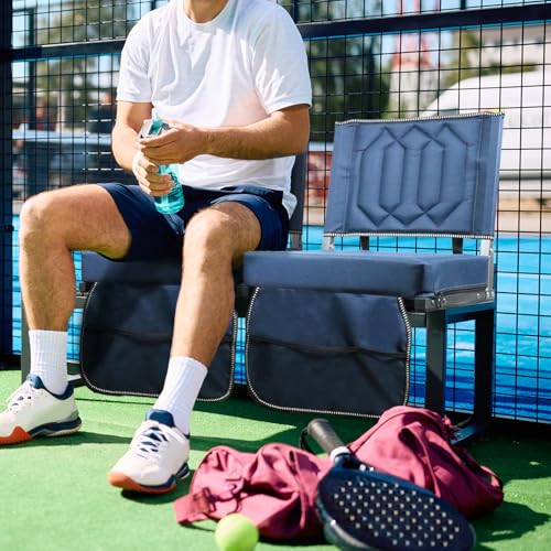 Portable Stadium Seat with Back Support, Cushion & Storage - 2 Pack, Navy