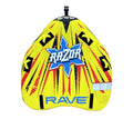 RAVE Sports Razor Inflatable Towable Tube Yellow for 1-2 Riders, Skim-Fast Bottom, Nylon Cover