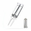 Mevfiya Switchblade Golf Divot Repair Tool, Stainless Steel Foldable Divot Tool & Golf Divot Tool with Bottle Opener, Funny Golf Gifts for Golfers(Silver)