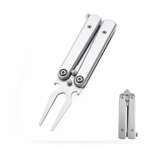 Mevfiya Switchblade Golf Divot Repair Tool, Stainless Steel Foldable Divot Tool & Golf Divot Tool with Bottle Opener, Funny Golf Gifts for Golfers(Silver)
