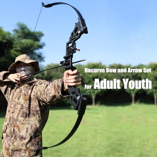 Recurve Bow and Arrow Set for Adults 50lb Takedown Hunting & Practice Kit