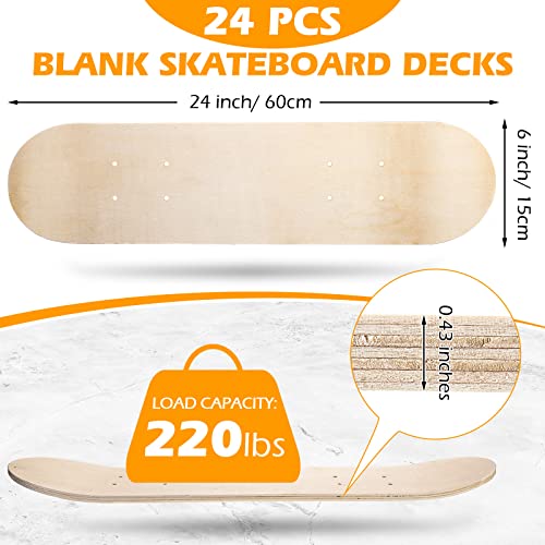 12-Pack Blank Skateboard Decks 24x6 Inch Maple DIY Boards for Kids & Art