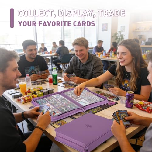 Trading Card Binder 9-Pocket Organizer with 360 Capacity - Purple