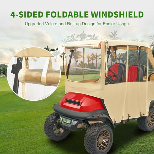 Tecoom Beige Golf Cart Enclosure 2+2 Passenger Waterproof Cover for EZGO Yamaha Club Car