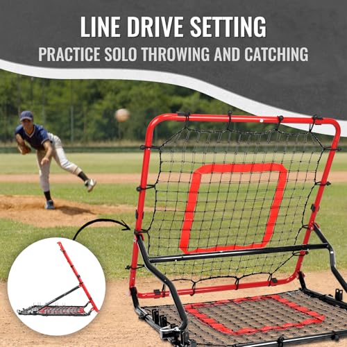 Multi-Sport Rebounder Net - Baseball, Softball, Soccer Practice with Red & Black Frame