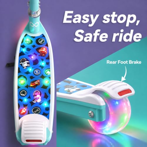 Kids Electric Scooter Gyroor KS2 Aqua Blue with LED Wheels, 5 MPH, Ages 3-8