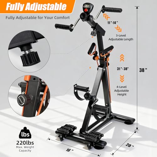 EasyVibe Senior Arm and Leg Pedal Exerciser - Seated Rehab Bike for Physical Therapy & Mobility