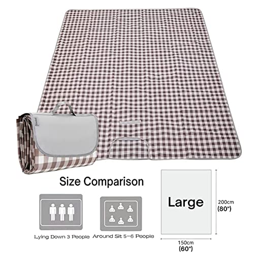Brown 5' x 6'8" Extra Large Waterproof Picnic Blanket for Outdoor & Beach