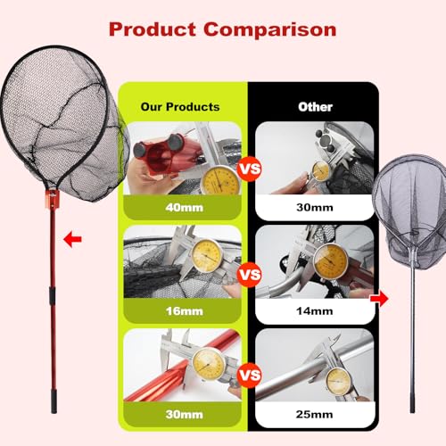 Extendable Fishing Landing Net with Telescoping Aluminum Handle - Large Catch Net