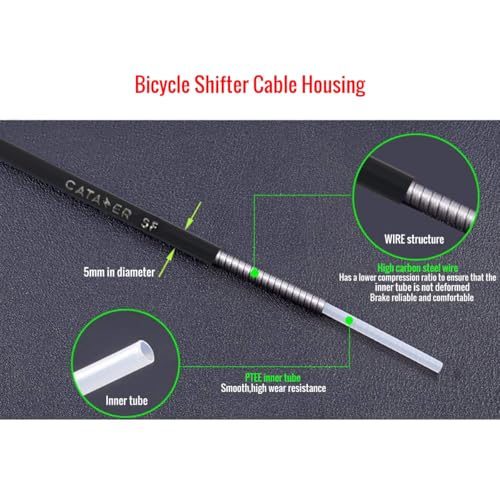 4mm Bike Shift Cable Housing Kit 50ft for MTB & Road Bikes - Black