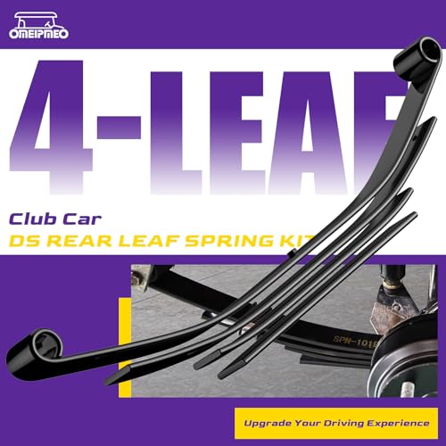 Heavy Duty Rear Leaf Spring Kit for Club Car Golf Carts - 4-Leaf Spring Set with Bushings & U Bolts