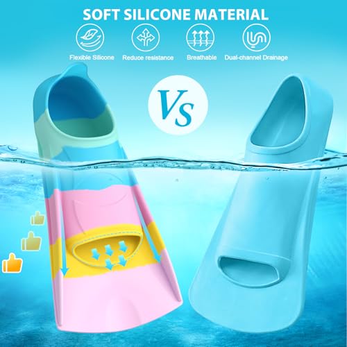 Kids Swim Training Fins CH12 XXS Short Silicone Flippers for Lap Swimming