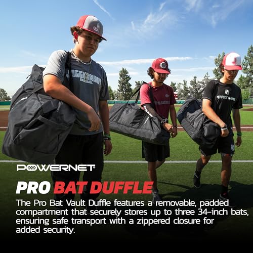 PowerNet Pro Bat Vault Duffle Bag for Baseball & Softball Gear with Removable Bat Sleeve