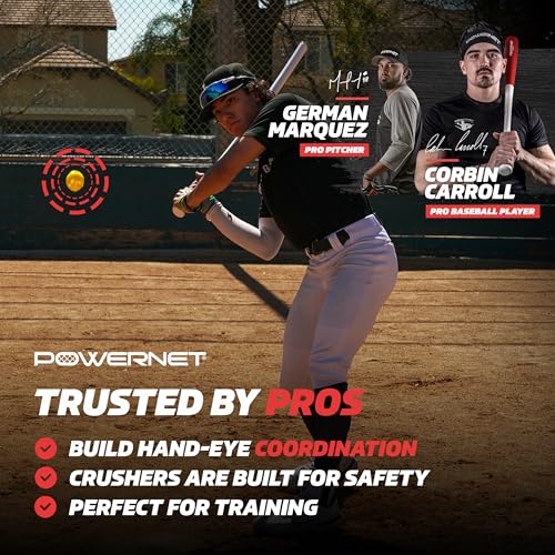 PowerNet Overload & Rapid Stick Baseball Training Bat Bundle with Micro Crusher Balls - Black & White