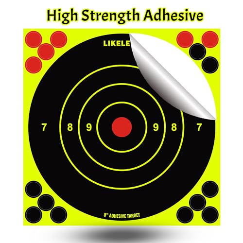 8x8 Inch Self-Adhesive Splatter Shooting Targets - Bright Fluorescent Yellow, Pack of 25