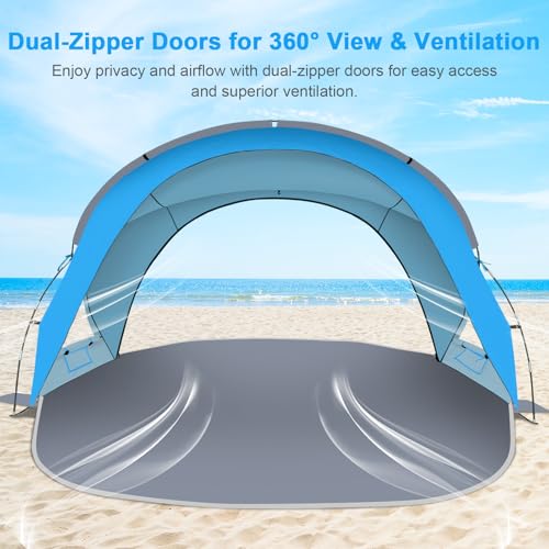 Gorich Skyblue 4-Person Beach Tent Sun Shelter with UPF50+ UV Protection, Portable & Easy Setup