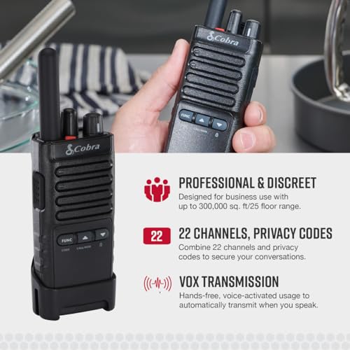 COBRA PX650 BCH6 6-Pack Business Walkie Talkies Rechargeable Long Range 300,000 sq ft