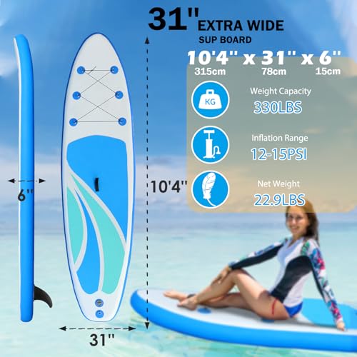Inflatable Stand Up Paddle Board for Adult All Skill Levels- 10'4"