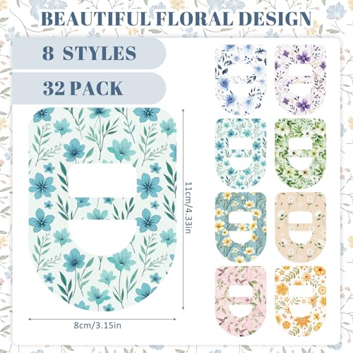 Waterproof Adhesive Patches for Omnipod 5 CGM - Floral Pattern, 32 Pack - Sweat & Water Resistant