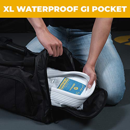 Gold BJJ Black Waterproof Duffle Bag for Martial Arts Gear - 44L Capacity