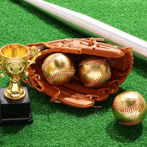 Gold Autograph Baseballs Set of 2 - 9 Inch Blank Signed Baseballs for Collecting and Practice