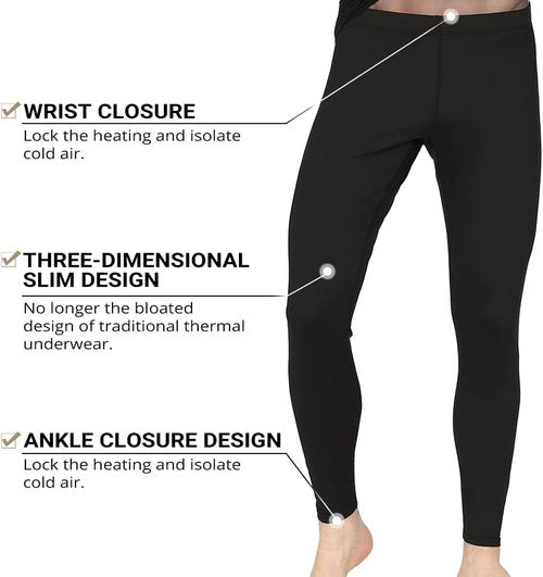 HEROBIKER Thermal Long Johns | Men's Fleece Lined Winter Underwear Set for Skiing & Hunting