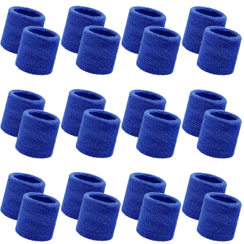 Kids Sweat Wristbands Bulk - 24 Pcs Dark Blue Sports Wristbands for Kids & Teens