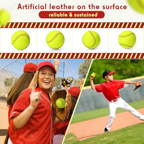 20 Softball Practice Balls with Mesh Bag - 12 Inch Training Softballs for Sports