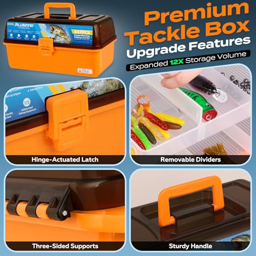 Large 12-Compartment Fishing Tackle Box Kit with 547 Pieces
