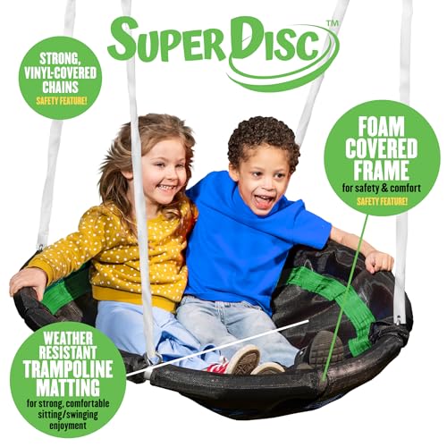 XDP Recreation Kids Swing Set with SuperDisc Swing & Safety Padded Frame, 148x93 Inches Backyard Playground for Ages 3-8