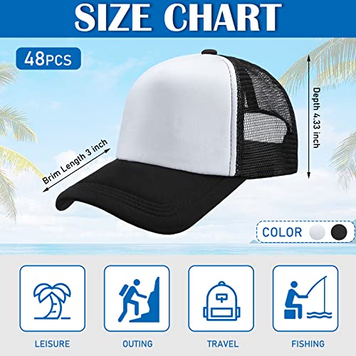 Bulk 48 Pack Sublimation & Embroidery Trucker Hats for DIY Printing