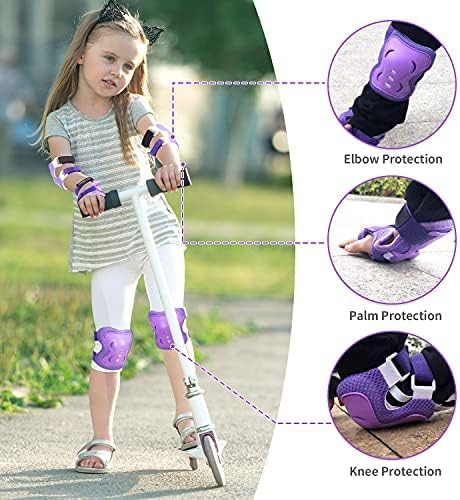 Skiennix Kids Protective Gear Set - Knee Pads, Elbow Pads & Wrist Guards | Ages 3-15 for Roller Skating, BMX & More