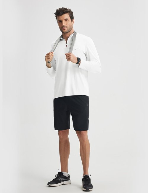 Baleaf Men's Long Sleeve Sun Shirt - Quick Dry UV Protection | Lightweight 1/4 Zip Hiking & Running Top