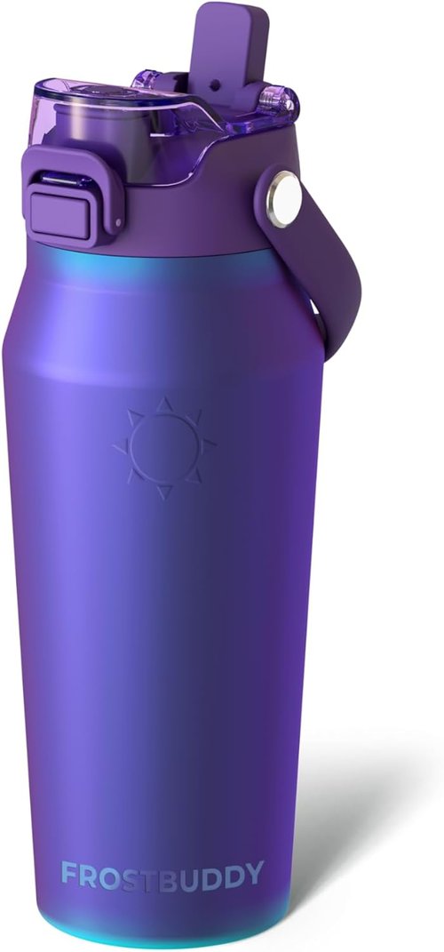Frost Buddy 16oz Insulated Water Bottle - Leak-Proof Stainless Steel with Straw & Chug Lid | 24-Hour Cold Retention