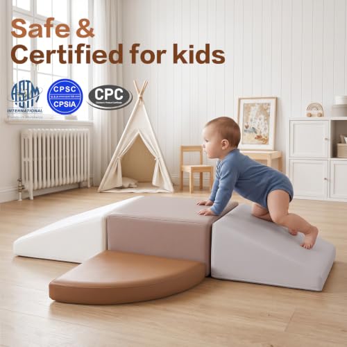 Sumbababy Toddler Climbing Foam Blocks Set - Gray/White Indoor Play Equipment for 1 Year Olds