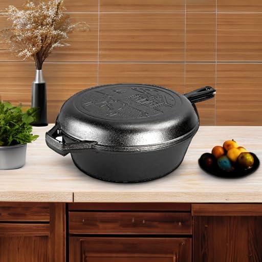 Lodge Wanderlust Series Cast Iron Combo Cooker 3.2 Quart – Versatile All-in-One Skillet & Griddle