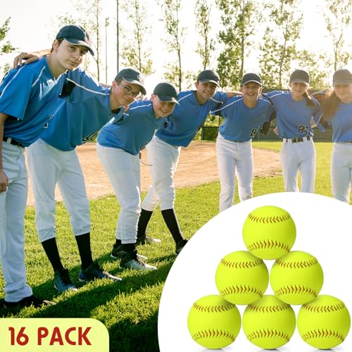 Sonwyoung 11 Inch Softball Practice Balls - 16 Pack with Mesh Bag
