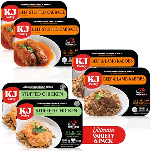 Kosher Ready Meals Pack - Beef & Chicken Fully Cooked, Shelf Stable 6 Pack