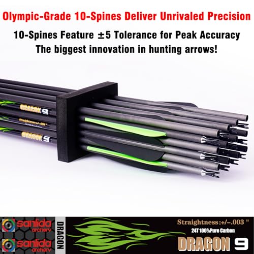 Carbon Hunting Arrows 100% Pure, Olympic-Grade 10 Spine, Straightness ±0.003, Pack of 12 or 24