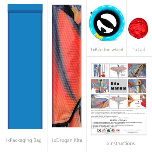 Dragon Kite with Reel - Upgraded Classical Stereoscopic Flying Kites for Kids & Adults