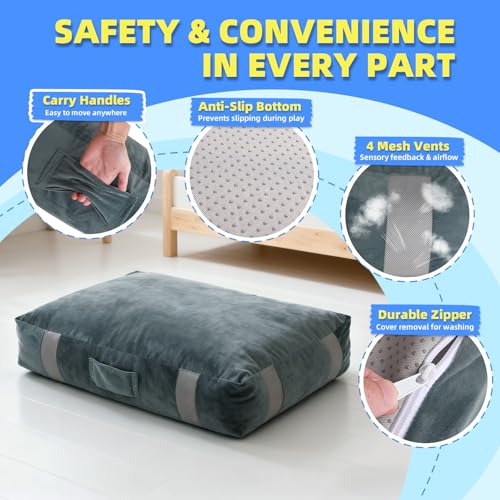 GYMMALL Gray 3'x4' Crash Sensory Pad with EPE Foam for Kids, Autism & Therapy Safety