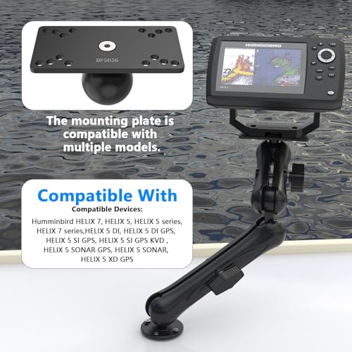 Heavy Duty Aluminum Fish Finder Mount for Humminbird Helix 5/7 Series - Marine-Grade 14.5" Arm