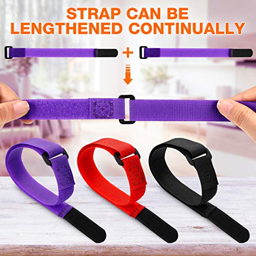 12 Pcs Bike Rack Straps 23.6 Inch Adjustable Bicycle Cinch Straps for Transport - Black, Purple, Red