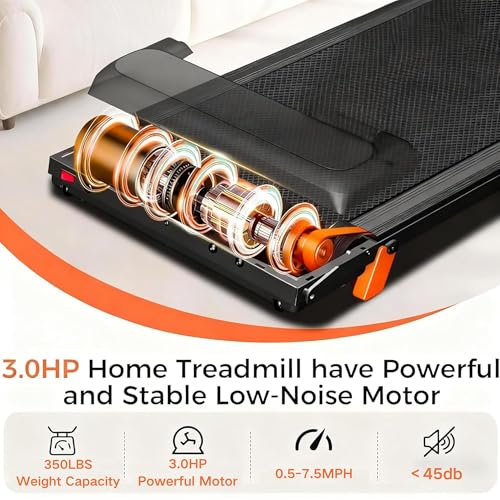 BARWING Foldable Incline Walking Pad Treadmill with Handles, 3.0HP Quiet Motor, 7.5 MPH, Black