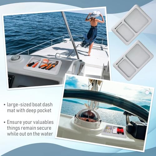 Gray EVA Foam Boat Dash Pad with 2 Compartments - Marine Phone Holder & Organizer