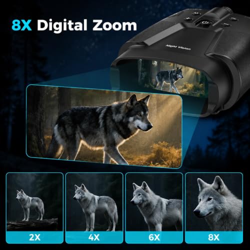 Vtiisamao Dark Gray Night Vision Goggles with 8X Zoom & HD Display