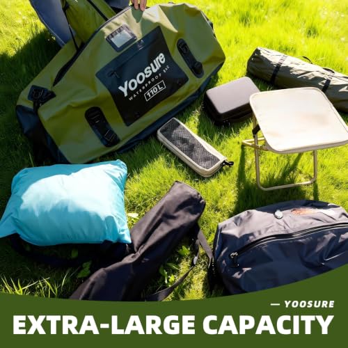 Green Waterproof 110L Duffel Bag - Marine Dry Bag for Camping & Boating