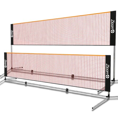 Zicon 20 FT Stainless Steel Portable Badminton Net Set with Foldable Poles